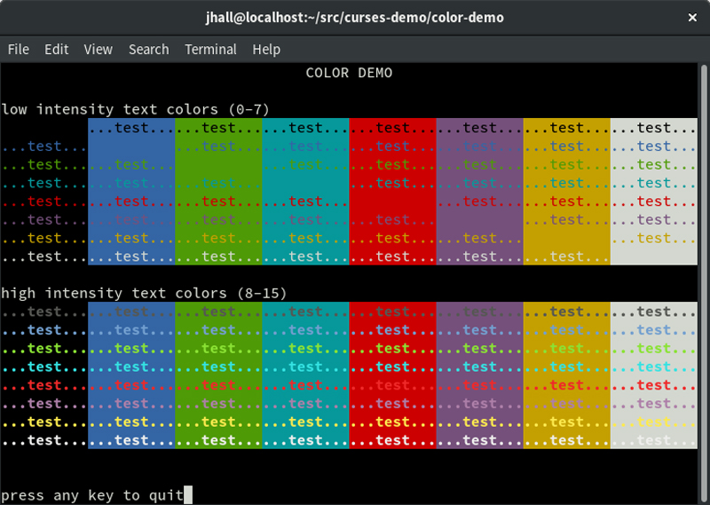 Color Demo GNOME Terminal